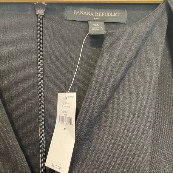 NEW Banana Republic Factory Ponte Knit Dress Sheath V Neck Black Size XL - Picture 6 of 10